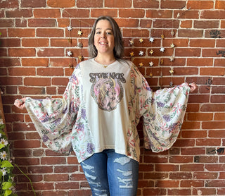 Stevie Nicks Inspired Mystical Botanical Flowy Bell Sleeve Top