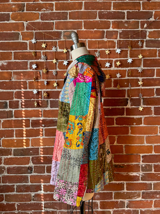 A Stitch In Time Kantha Patchwork Hooded Jacket