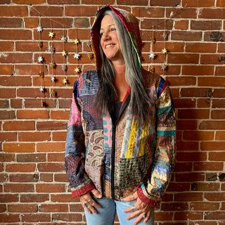 A Stitch In Time Kantha Patchwork Hooded Jacket