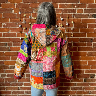 A Stitch In Time Kantha Patchwork Hooded Jacket