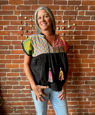 Solstice Patchwork Kantha Tunic Top