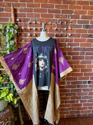 OOAK Winter Collection- Upcycled Stevie Silver Springs Inspired Hi Lo Kantha Poncho Top