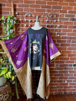 OOAK Winter Collection- Upcycled Stevie Silver Springs Inspired Hi Lo Kantha Poncho Top