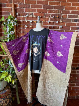 OOAK Winter Collection- Upcycled Stevie Silver Springs Inspired Hi Lo Kantha Poncho Top