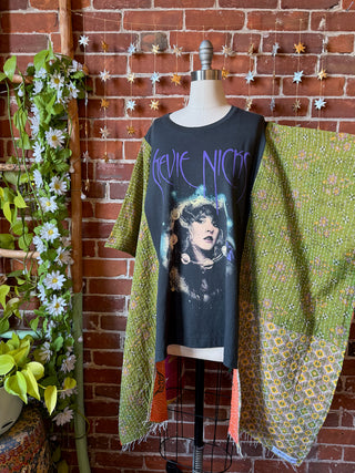 OOAK Winter Collection- Upcycled Stevie Silver Springs Inspired Hi Lo Kantha Poncho Top