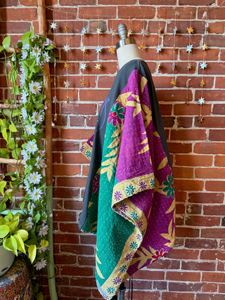 OOAK Winter Collection- Upcycled Stevie Silver Springs Inspired Kantha Poncho Top