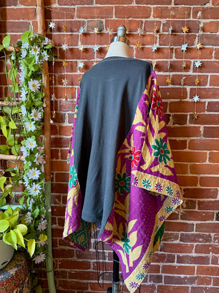 OOAK Winter Collection- Upcycled Stevie Silver Springs Inspired Kantha Poncho Top