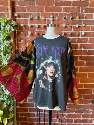OOAK Winter Collection - Upcycled Stevie Inspired Kantha Bell Sleeve T-shirt