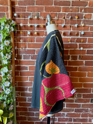 OOAK Winter Collection - Upcycled Stevie Inspired Kantha Bell Sleeve T-shirt