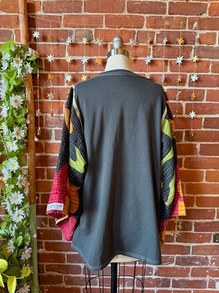 OOAK Winter Collection - Upcycled Stevie Inspired Kantha Bell Sleeve T-shirt