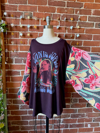 OOAK Winter Collection - Size 1X/2X Upcycled Pearl Classic Rock Kantha Bell Sleeve T-shirt