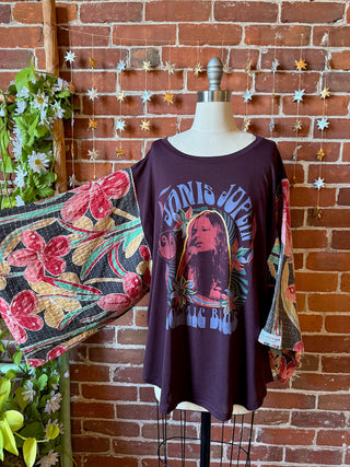 OOAK Winter Collection - Size 1X/2X Upcycled Pearl Classic Rock Kantha Bell Sleeve T-shirt