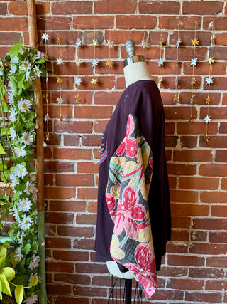 OOAK Winter Collection - Size 1X/2X Upcycled Pearl Classic Rock Kantha Bell Sleeve T-shirt