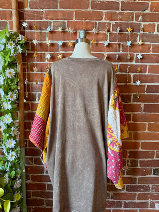 OOAK Winter Collection - Size 3XL Upcycled Gratitude Kantha Bell Sleeve T-shirt