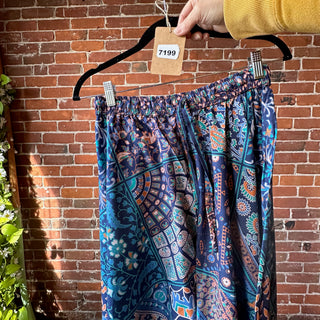 Blue Elephant Festival Tapestry Super Wide Leg Palazzo Pants