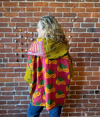 Twilight Reversible Kantha Cowl Neck Pullover