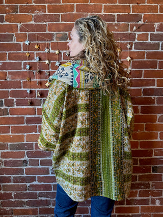 Twilight Reversible Kantha Cowl Neck Pullover