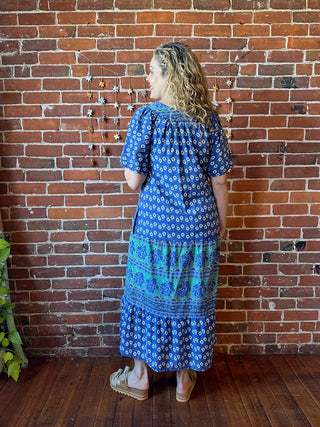 Mountain Girl Second Hand Finds- Vintage Cotton Block Print Dress Small