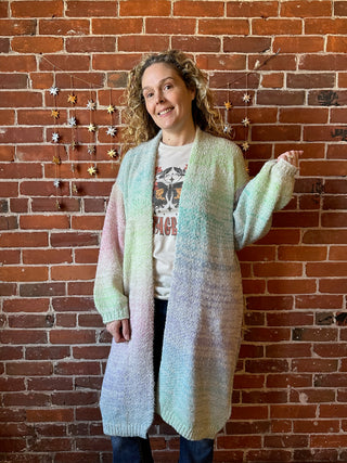 Muted Rainbows Cozy Bohemian Cardigan