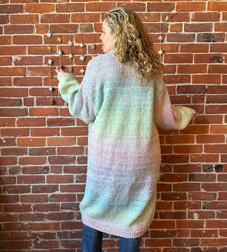 Muted Rainbows Cozy Bohemian Cardigan