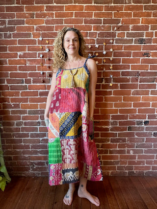 Patchwork Kantha Solstice Midi Dress