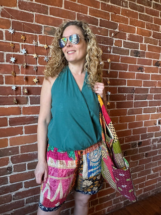 Oversized Patchwork Kantha Sling Tote Bag