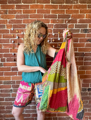 Oversized Patchwork Kantha Sling Tote Bag