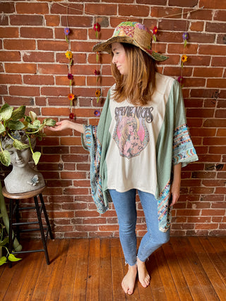 Mystical Stevie Nicks Inspired Sage Embroidered Poncho