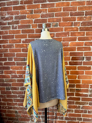 Stevie Inspired Golden Yellow Embroidered Poncho
