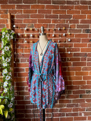 OOAK Winter Collection - Size Small/Medium Upcycled Flowy Patchwork Sleeve Robe