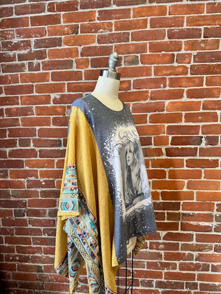 Stevie Nicks Inspired Golden Yellow Embroidered Poncho