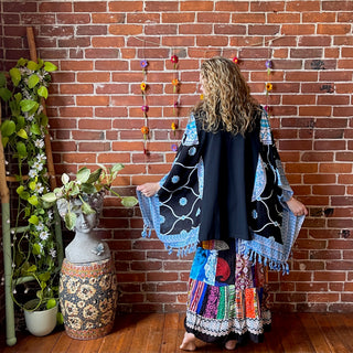 One Size Fits Most Upcycled Fringe Pink Floyd Inspired Poncho