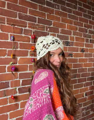 Free Spirit Cotton Flower Crochet Beanie - Multiple Colors Available - Final Sale