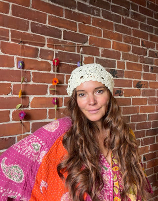 Free Spirit Cotton Flower Crochet Beanie - Multiple Colors Available - Final Sale