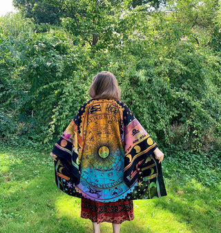 Zodiac Tie Dye Mandala Bell Sleeve Kimono - Ships after Xmas