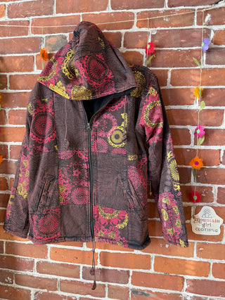 Autumn Stroll Fleece Lined Patchwork Zip Up Hoodie - Fair Trade Made- Final Sale