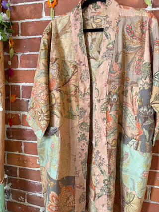 Harvest Gardens Patchwork Kimono Robe 100% Cotton - Fair Trade Made- Final Sale