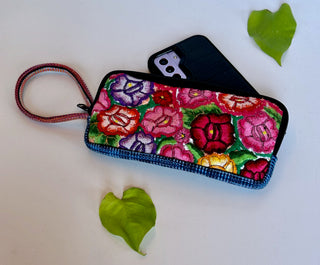 Upcycled Embroidered Long Wallet / Wristlet