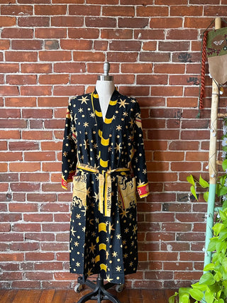Zodiac Sign Long Tapestry Robe Kimono w/ Pockets + Belt - Fair Trade Made