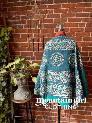 Mystery Print Gemini Kantha Cocoon Shawl
