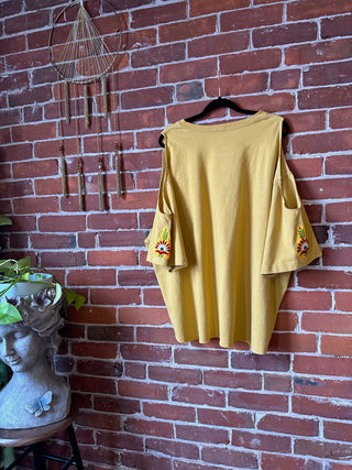 Upcycled Carhartt Open Shoulder Embroidered Tshirt