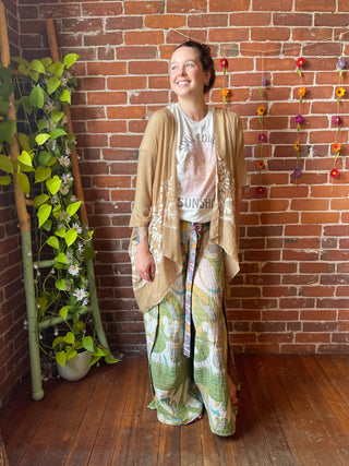 Latte Embroidered Boho Kimono Layer