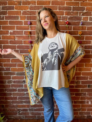 Willie Nelson Inspired Golden Yellow Embroidered Poncho