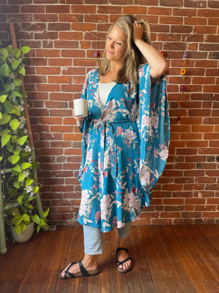 Teal Dreams Butterfly Sleeve Kimono