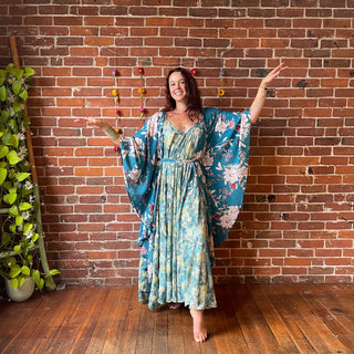 Teal Dreams Butterfly Sleeve Kimono