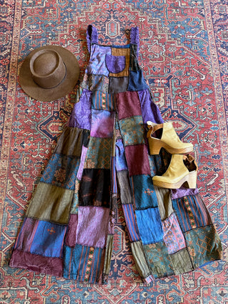 Juniper Patchwork Wide Leg Overalls -Multiple Colors Available - Fair Trade Made