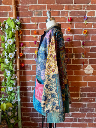 Sun Wanderer Reversible Patchwork Oversized Cotton Jacket - Fair Trade Made