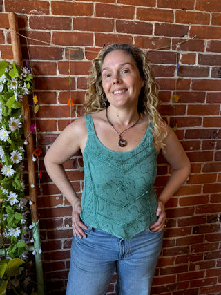 Earthsong Embroidered Cropped Tank Top - Fair Trade Made - Multiple Colors Available