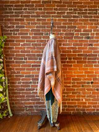 The Softest Farmers Market Fringe Poncho - Earthy Mauve + Lavender