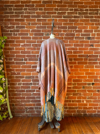 The Softest Farmers Market Fringe Poncho - Earthy Mauve + Lavender